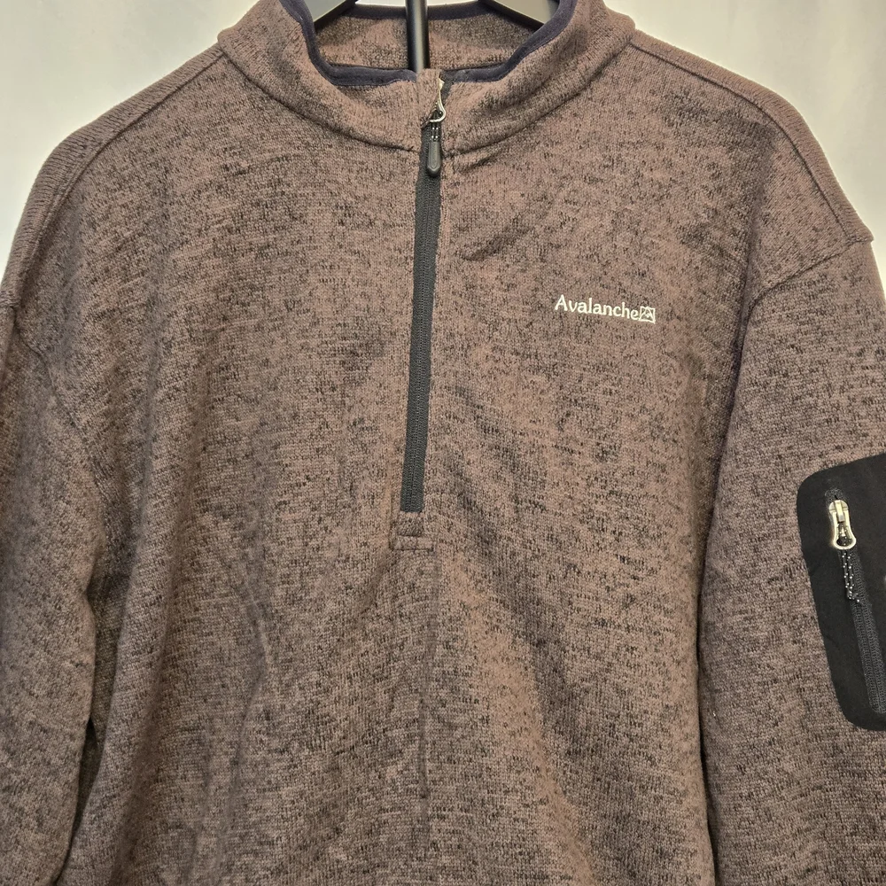 AVALANCHE Pullover Jacket Mens‎ 2XL Quarter Zip Thermal Brown Knit Fleece